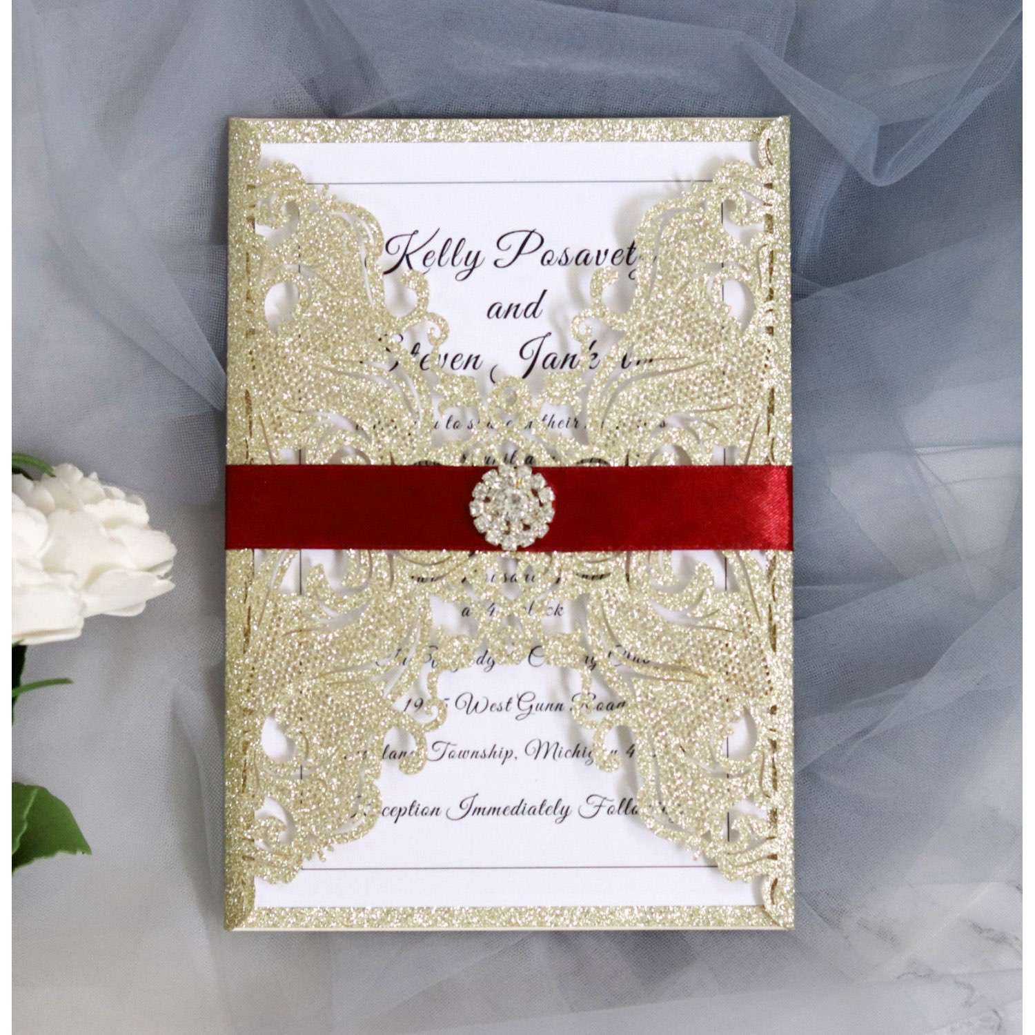 Wedding Invitation Card Business Invitaton Glitter Paper 